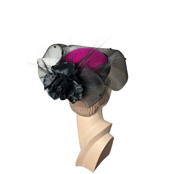 1970s/80s fascinator Derby hat by Miss Bierner for Michael Howard